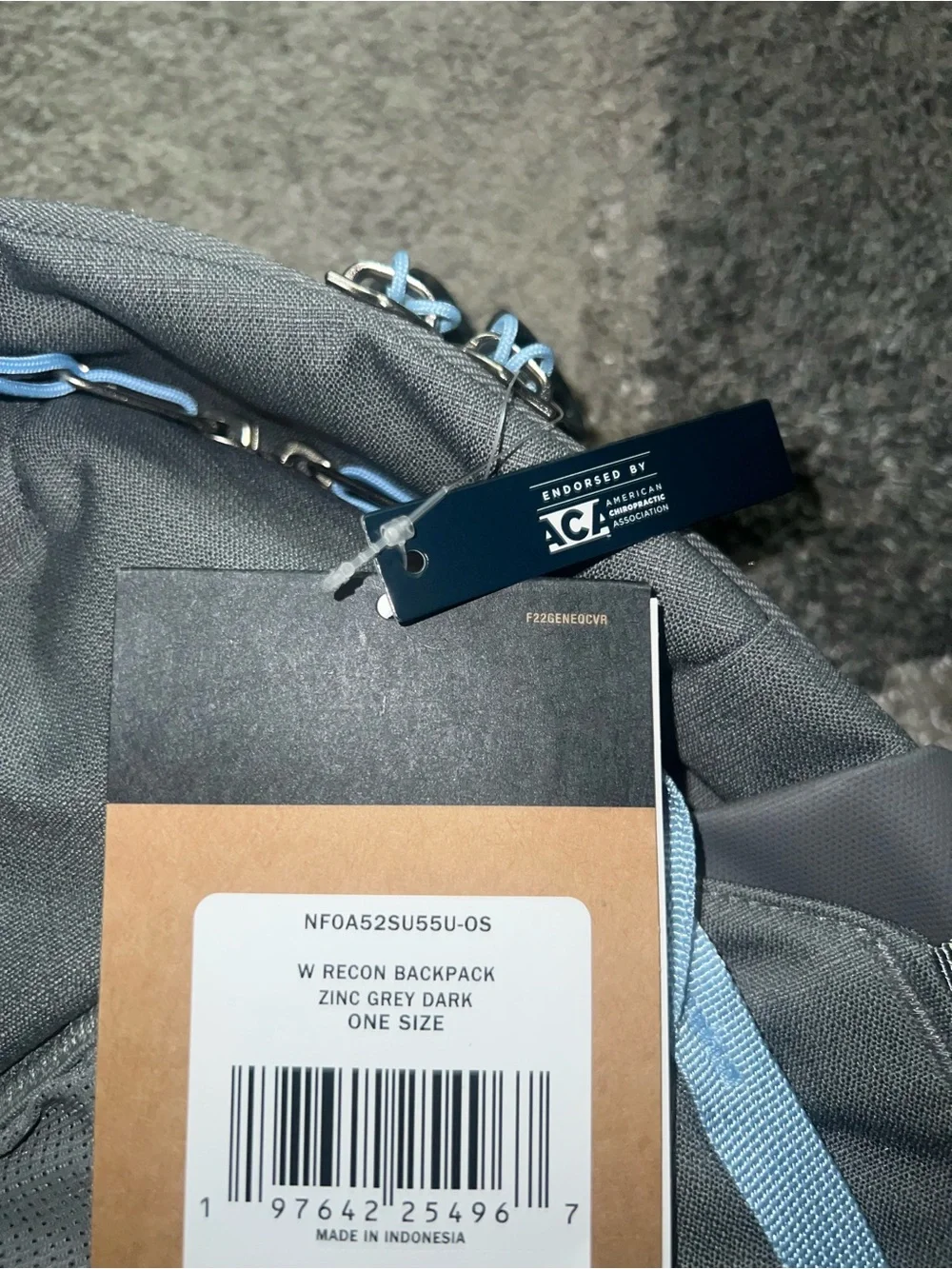 The North Face Gray Backpack with Light Blue Accents